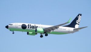 Flair Air Boeing 737 airplane landing