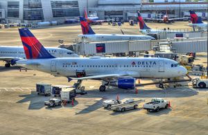 Delta planes at Boston Logan Airport