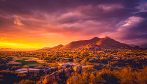 Sunset over Phoenix Arizona landscape