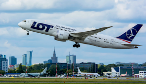 LOT polish airlines plane taking off