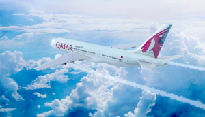 Qatar Airways Airplane in Flight