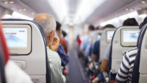 Passengers seated on flight
