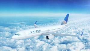 united airlines boeing 737 on approach 3d illustration