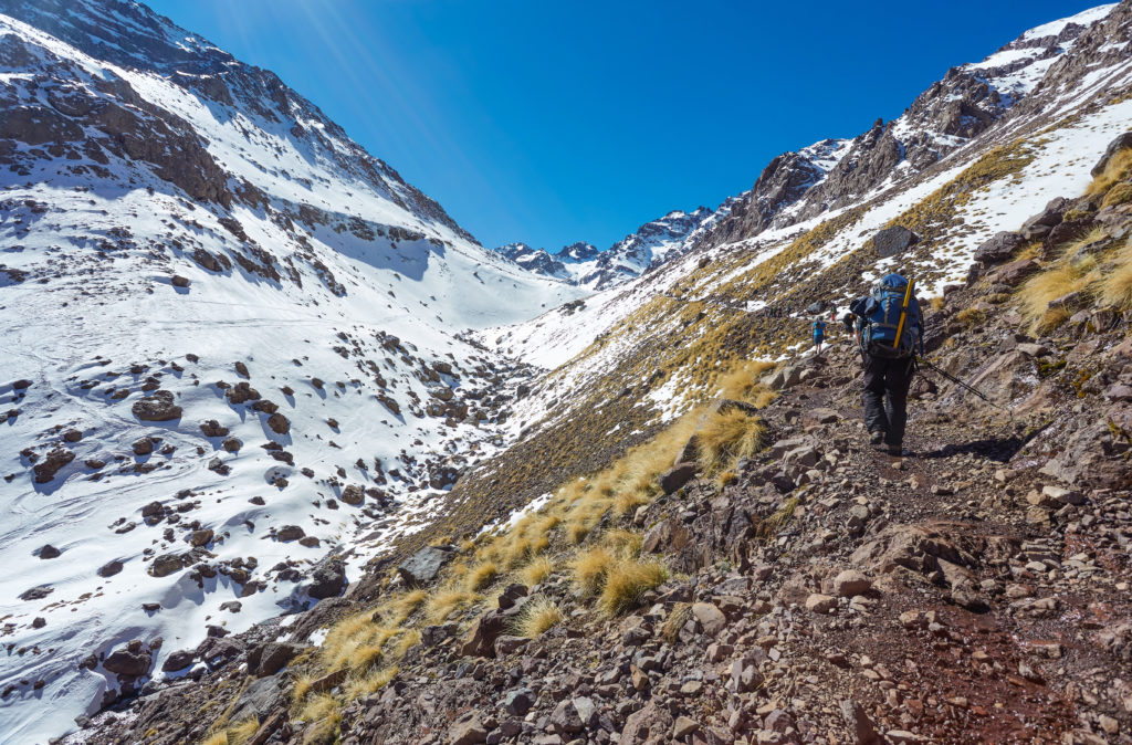 Hiker on their way to Mt. Toubkal
