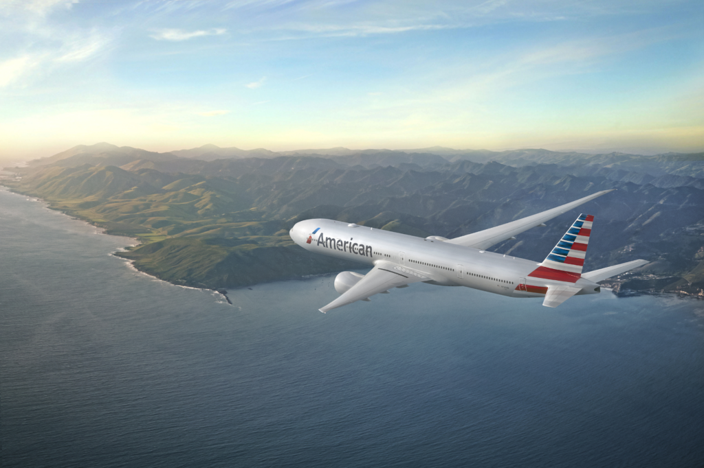 American Airlines passenger plane in flight