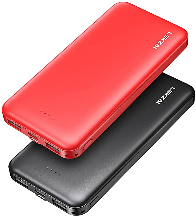 Two Lekzai 2-Pack Portable Chargers in red and black
