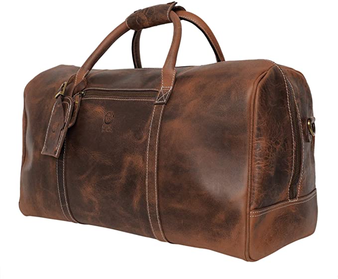 Rustic Town Handmade Leather Duffel Bag – Airplane Underseat Carry On 