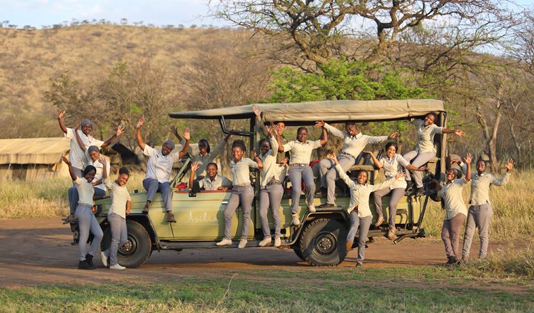 The staff of Dunia Camp Serengeti safari company