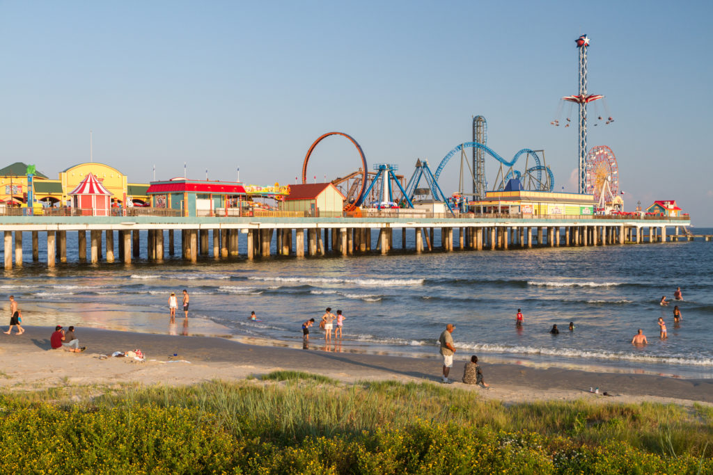 Carnival on boardwalk on Galveston Island, TX