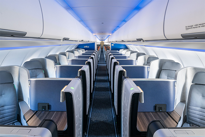 Cabin of a JetBlue plane