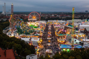 Aerial view of Oktoberfest in Munich, Germany